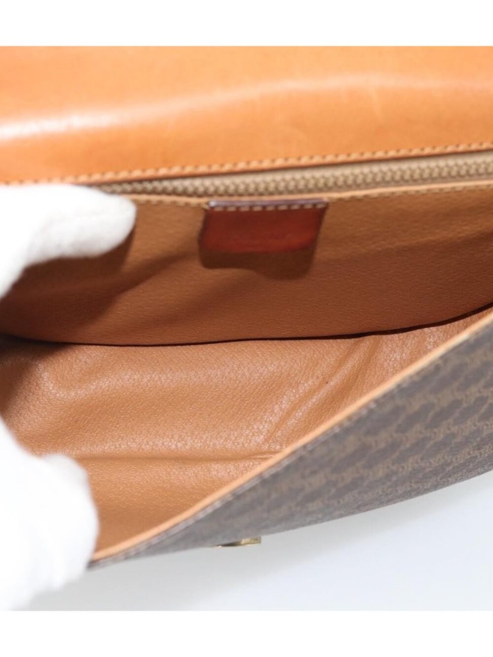 CELINE Macadam Canvas Shoulder Bag PVC Leather Brown Gold - Picture 8 of 16